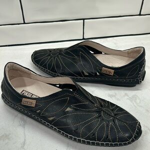 Pikolinos Jerez Womens EU 36 US 6 Black Leather Loafer Shoes Driving Moccasin